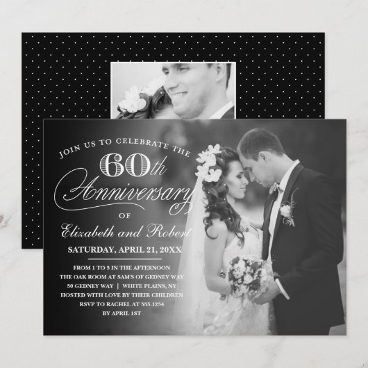 Timeless 60th Jubileum Party Photo Invitation Kaart (Voorkant / Achterkant)