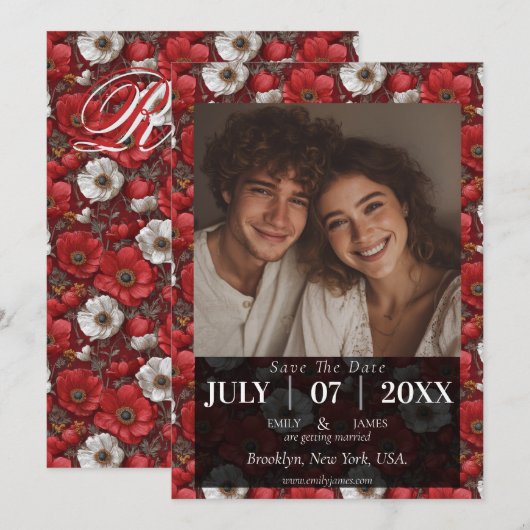 Timeless Anemones Aesthetic Countryside Wedding Save The Date (Voorkant / Achterkant)