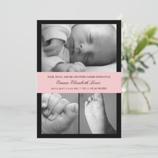 Timeless Band Birth Announounge - Roze Aankondiging (Staand voorkant)