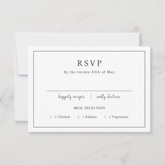 Timeless Black and White Elegant Wedding RSVP Kaartje (Voorkant)