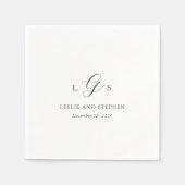 Timeless Black and White Monogram Elegant Wedding Servet (Voorkant)