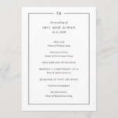 Timeless Black and White Monogram Modern Wedding Programmakaart (Voorkant)