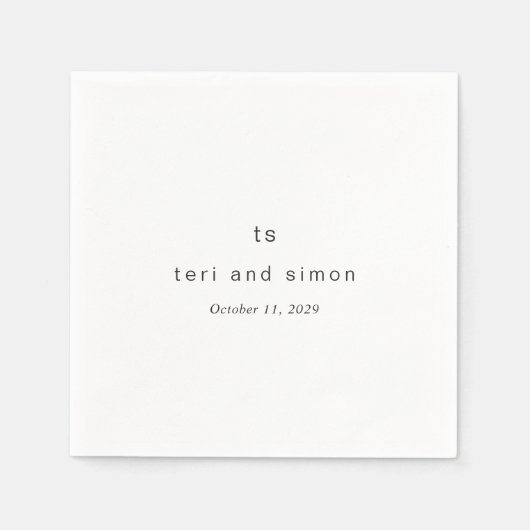 Timeless Black and White Monogram Modern Wedding Servet (Voorkant)