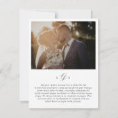 Timeless Black and White Photo Elegant Wedding Bedankkaart (Achterkant)
