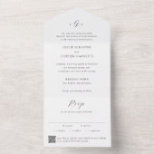 Timeless Black and White QR Code Elegant Wedding All In One Uitnodiging (Binnen)