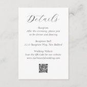 Timeless Black and White QR Code Elegant Wedding Informatiekaartje (Voorkant)