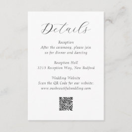 Timeless Black and White QR Code Elegant Wedding Informatiekaartje