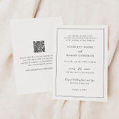Timeless Black and White QR Code Elegant Wedding Kaart