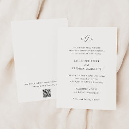 Timeless Black and White QR Code Elegant Wedding Kaart