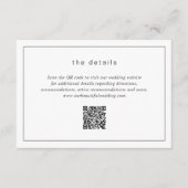 Timeless Black and White QR Code Modern Wedding Informatiekaartje (Voorkant)