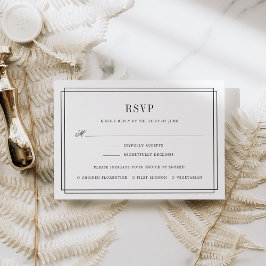 Timeless Black en White RSVP-kaart met maaltijdkeu RSVP Kaartje