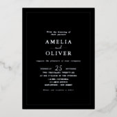 TIMELESS Black & Silver Minimalist Wedding Design Folie Uitnodiging (Voorkant)