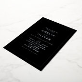 TIMELESS Black & Silver Minimalist Wedding Design Folie Uitnodiging (Gedraaid)