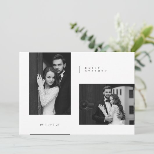 Timeless Black Tie Photo Wedding Kaart (Staand voorkant)