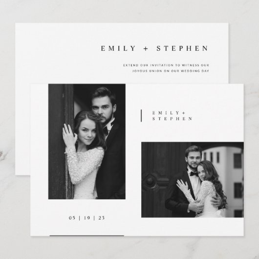 Timeless Black Tie Photo Wedding Kaart (Voorkant / Achterkant)