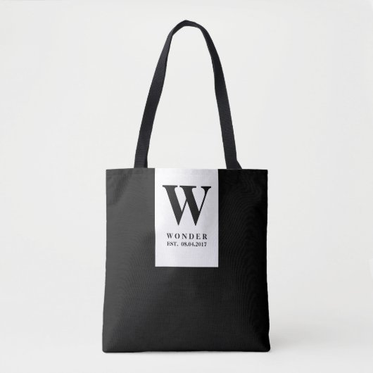 Timeless Black Wedding Monogram | Minimalist Desig Tote Bag (Voorkant)