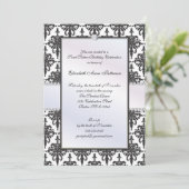 Timeless Black & White Damask Sweet 16 Party Kaart (Staand voorkant)
