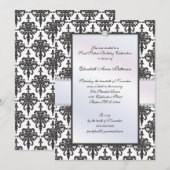Timeless Black & White Damask Sweet 16 Party Kaart (Voorkant / Achterkant)
