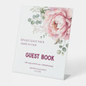 Timeless Blooms Elegant Wedding Guest Book Reclamebord Met Voetstuk (Voorkant)