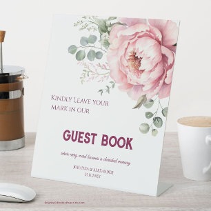 Timeless Blooms Elegant Wedding Guest Book Reclamebord Met Voetstuk