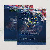 Timeless Blue Burgundy Floral Lace Wedding (Voorkant / Achterkant)