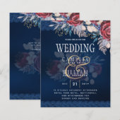 Timeless Blue Burgundy Floral Lace Wedding (Voorkant / Achterkant)
