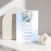 Timeless Blue Hydrangea Garden Wedding Invitation Kaart