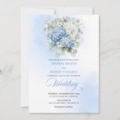 Timeless Blue Hydrangea Garden Wedding Invitation Kaart (Voorkant)