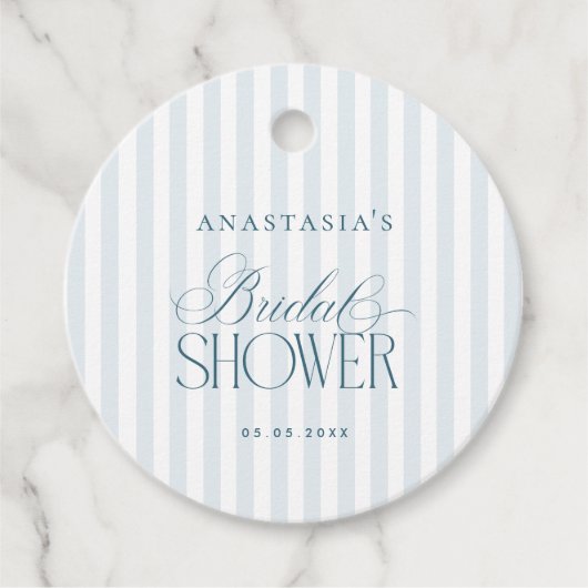 Timeless Blue Stripes Bridal Shower Bedankjes Labels (Voorkant)