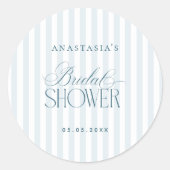 Timeless Blue Stripes Bridal Shower Ronde Sticker (Voorkant)