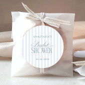 Timeless Blue Stripes Bridal Shower Ronde Sticker