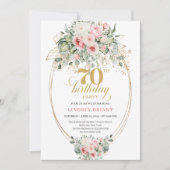 Timeless Blush and Gold 70th Birthday Invitation Kaart (Voorkant)