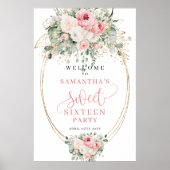 Timeless Blush Floral Sweet 16 Welcome Poster (Voorkant)