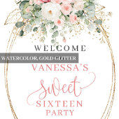 Timeless Blush Floral Sweet 16 Welcome Poster