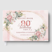 Timeless Blush Gold Floral Eucalyptus 90 Birthday Gastenboek (Voorkant)