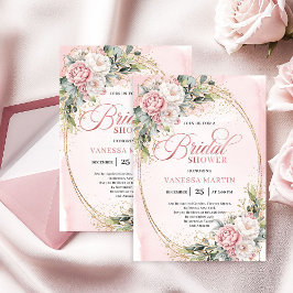 Timeless Blush Pink Floral Eucalyptus Shower Kaart