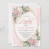 Timeless Blush Pink Floral Eucalyptus Shower Kaart (Voorkant)