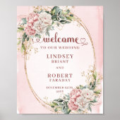 Timeless Blush Pink Floral Eucalyptus Welcome Wedd Poster (Voorkant)