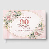 Timeless Blush Pink Gold Greenery 90th Guest Book Gastenboek (Voorkant)