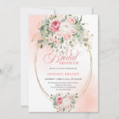 Timeless Blush Pink Roses Bridal Shower Invitation Kaart (Voorkant)