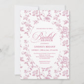Timeless Blush Pink Toile Roses Pattern Bridal Sho Kaart (Voorkant)