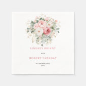 Timeless Blush Roses Greenery Wedding Napkins Servet (Voorkant)