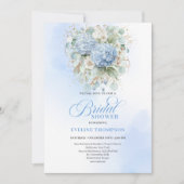 Timeless Bohemian Blue Hydrangeas Shower Invitatio Kaart (Voorkant)
