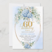 Timeless Bohemian Light Blue Floral 60th Birthday Kaart (Voorkant)