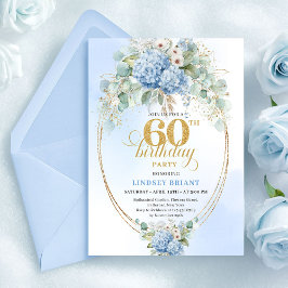 Timeless Bohemian Light Blue Floral 60th Birthday Kaart