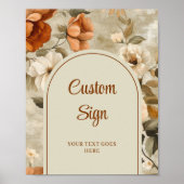 Timeless Boho Copper Beige Olive Floral Custom Poster (Voorkant)