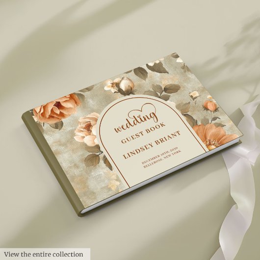 Timeless Boho Copper Ivory Sage Floral Wedding Gastenboek