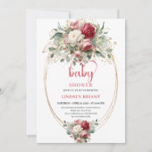 Timeless Boho Crimson Red White Greenery Shower Kaart (Voorkant)