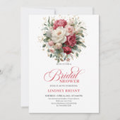 Timeless Boho Ruby Red Blush Gold Bridal Shower Kaart (Voorkant)