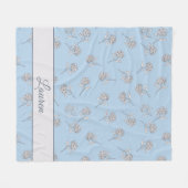 Timeless Botanical Bloom Soft Blue Monogram  Fleece Deken (Voorkant (Horizontaal))